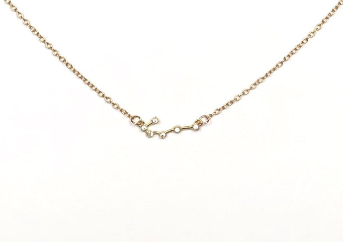 Gold Cancer Zodiac Constellation Necklace on a white background