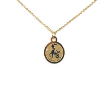 Load image into Gallery viewer, Front side of a gold Capricorn Medallion Necklace on a white background
