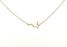 Load image into Gallery viewer, A gold Gemini Zodiac Constellation Necklace on a white background.
